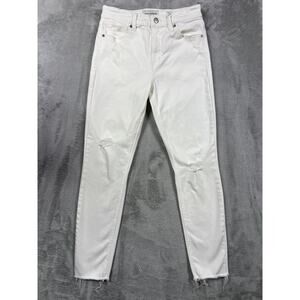 Lucky Brand Bridgette Skinny White Distressed Raw Hem Ankle 2/26